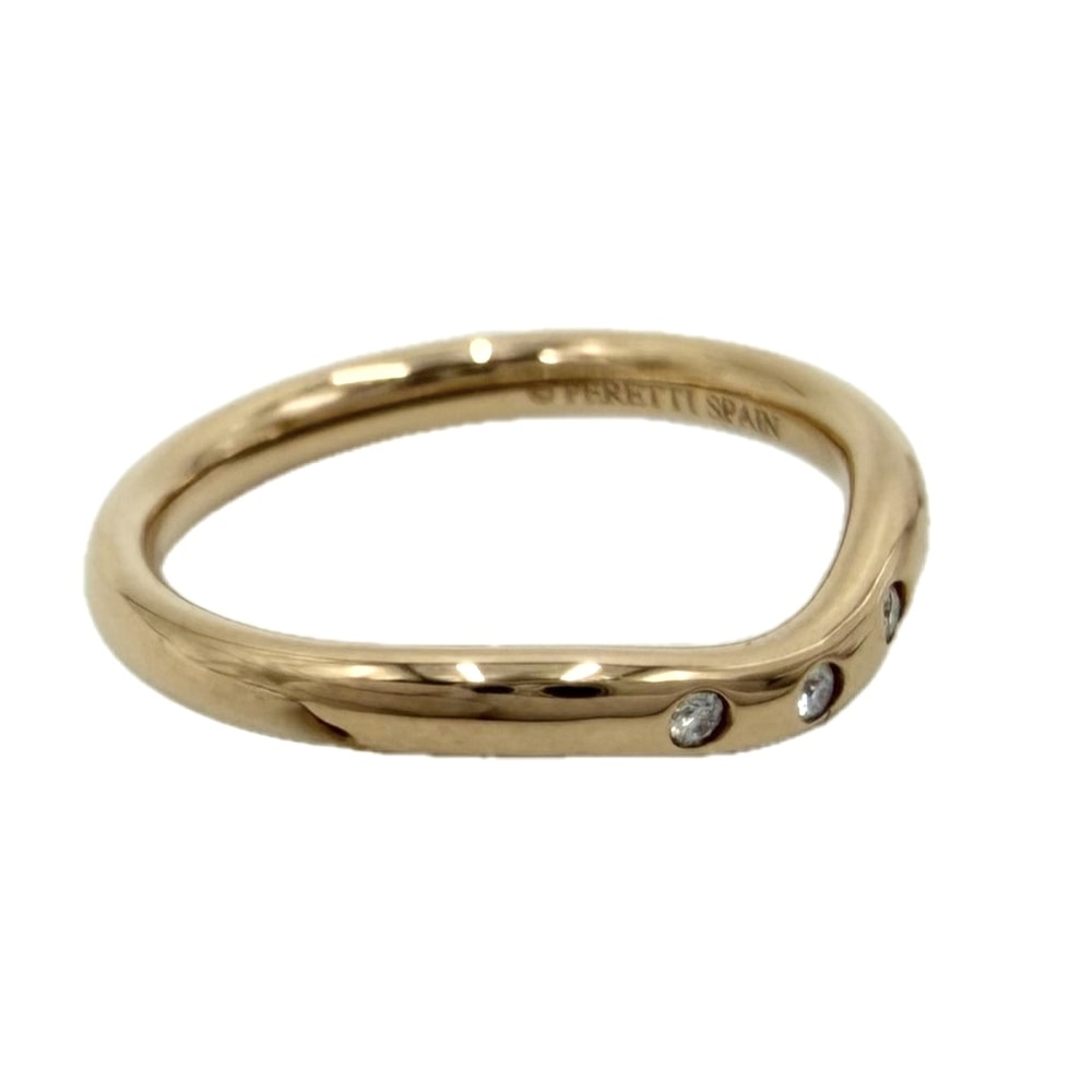 TIFFANY&Co. ティファニー 指輪 カーブドバンドリング ジュエリー アクセサリー 18金PG Au750 K18ピンクゴールド ダイヤモンド 約7.5号 レディース 約2.6g 美品【中古品】