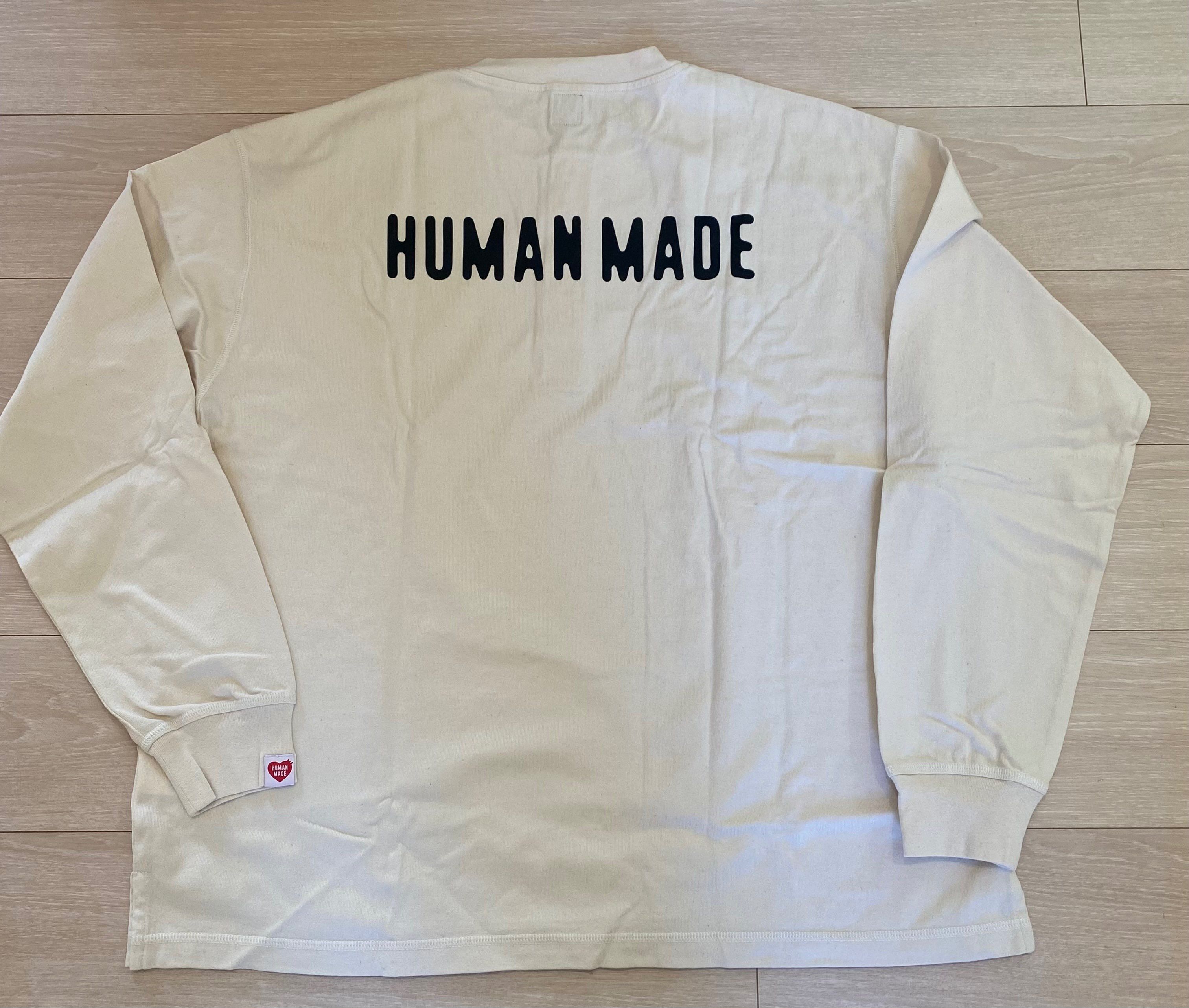 HUMAN MADE HENLEY NECK LONG-T "White"