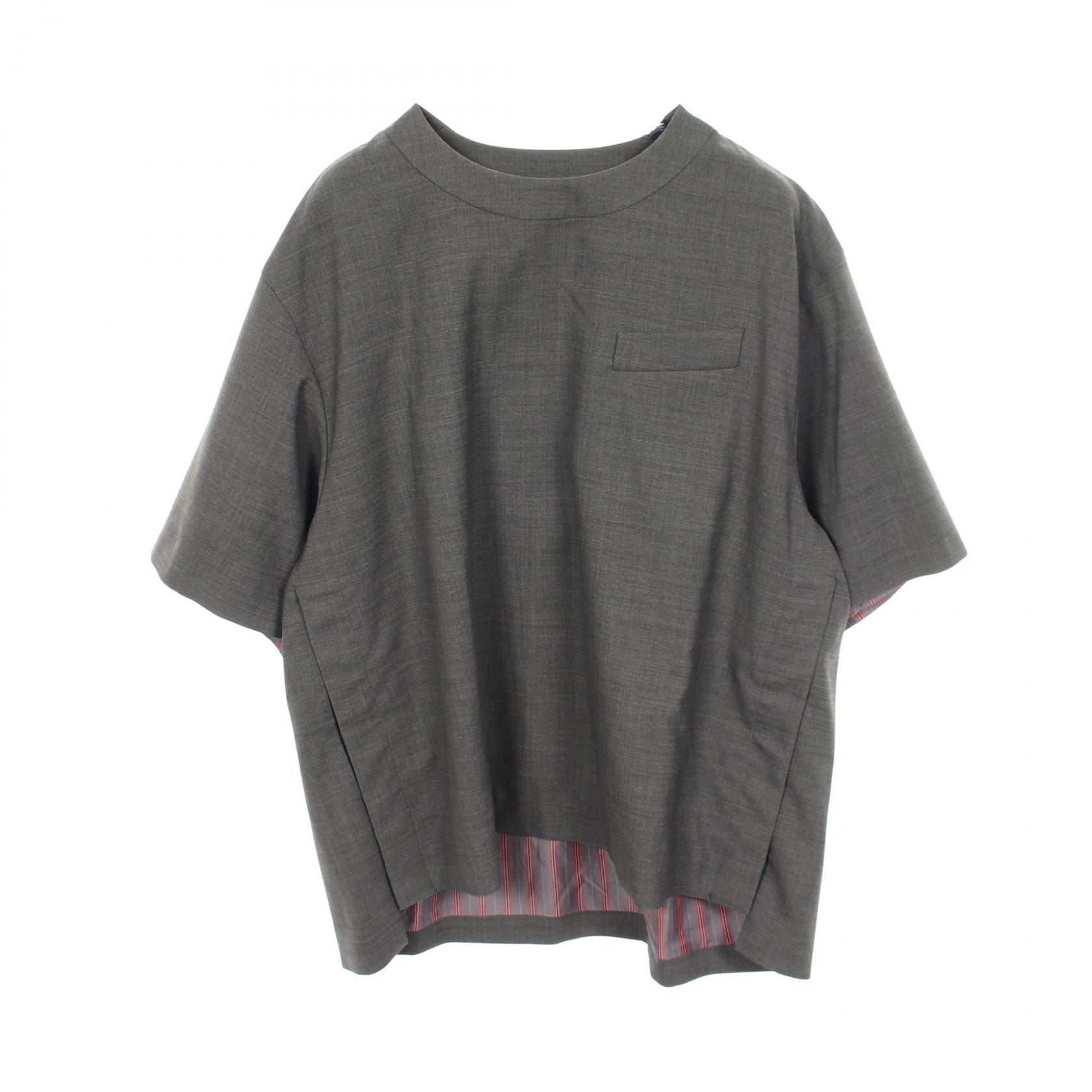 サカイ Sacai SUITING PULLOVER 半袖 カットソー 衣料品 トップス ウール ポリエステル メンズ グレー系 【中古】