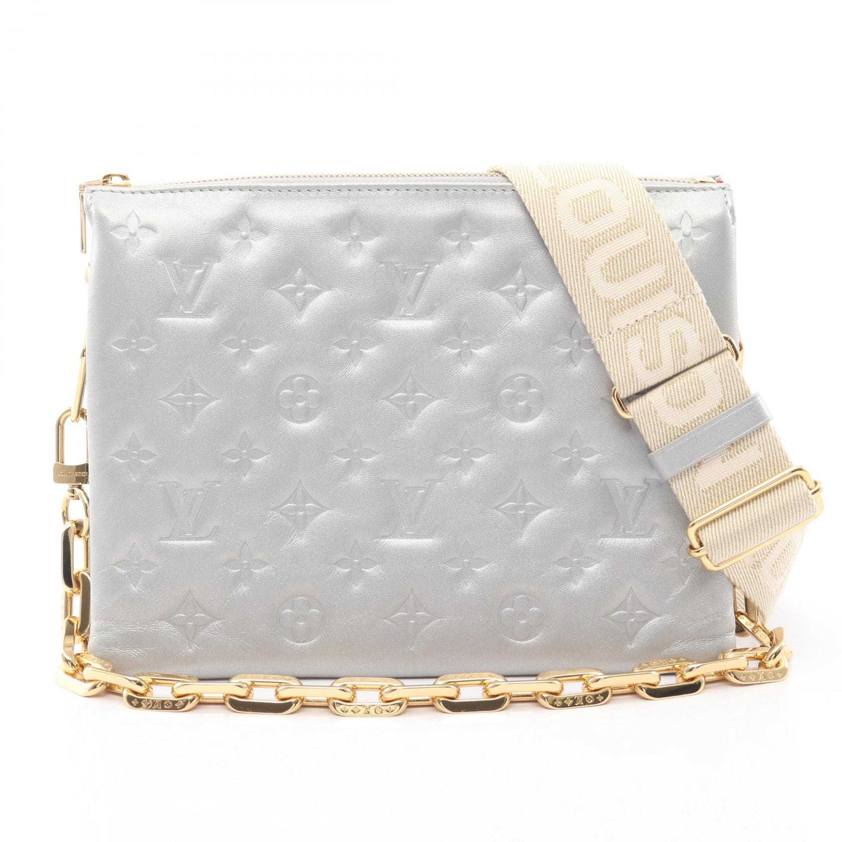 ルイ・ヴィトン LOUIS VUITTON クッサンPM ショルダーバッグ バッグ レザー モノグラム・エンボス シルバー レディース シルバー系 M21769 【中古】