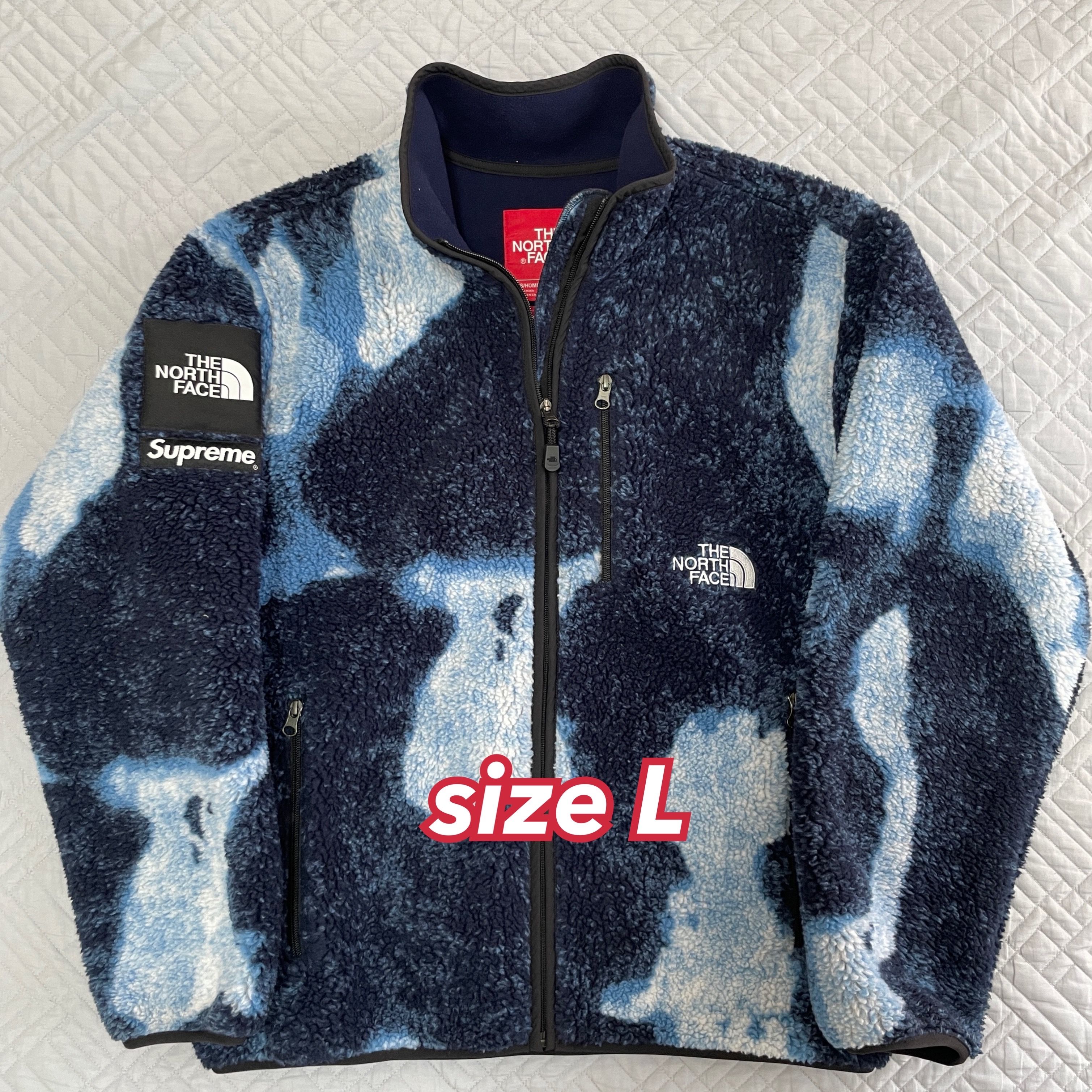 Supreme x The North Face Bleached Denim Print Fleece Jacket "Indigo"