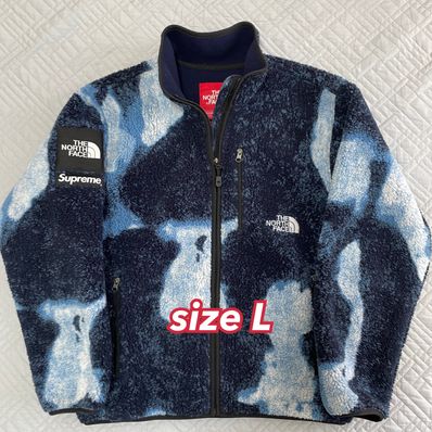 Supreme x The North Face Bleached Denim Print Fleece Jacket "Indigo"