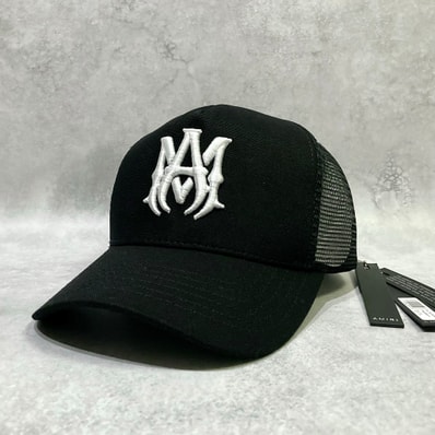 AMIRI MA Logo Trucker Hat "Black/White"