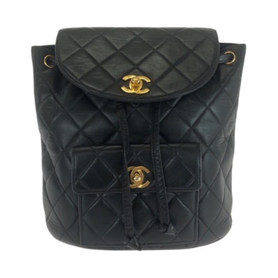 CHANEL シャネル マトラッセ ココマーク ブラック 黒 ゴールド金具 ラムスキン リュック・デイパック バックパック 505923 【中古】
