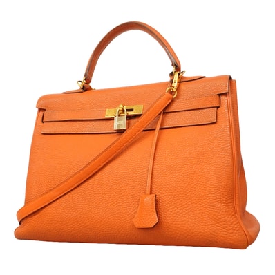 ★SALE【6hd3499】エルメス ハンドバッグ ケリー35 トゴ オレンジ ゴールド金具 □H刻印 2wayバック【中古】レディース