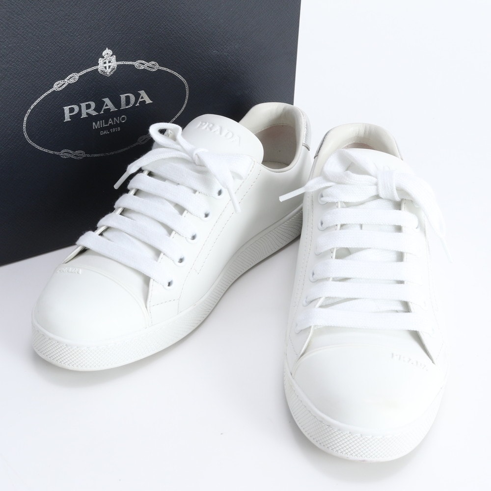 ■美品 プラダ 38 1E6631 スニーカー レザー