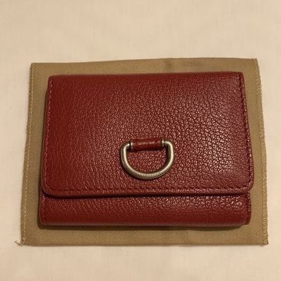 新品未使用 BURBERRY Dリング レザー 三つ折財布 ワイン