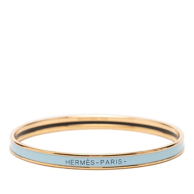 エルメス ユニ XS エナメルブレスレット ゴールド ブルー系 メッキ レディース HERMES 【中古】