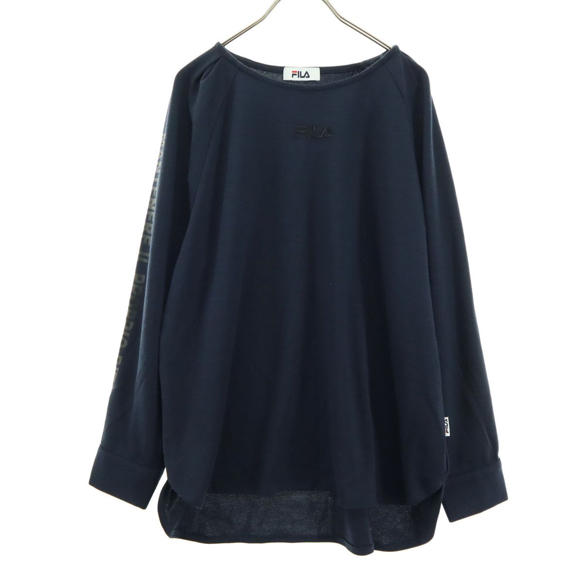 美品 FILA フィラ ワンポイントロゴ 長袖 トレーナー L ネイビー