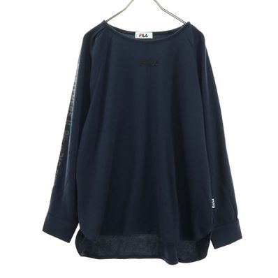 美品 FILA フィラ ワンポイントロゴ 長袖 トレーナー L ネイビー