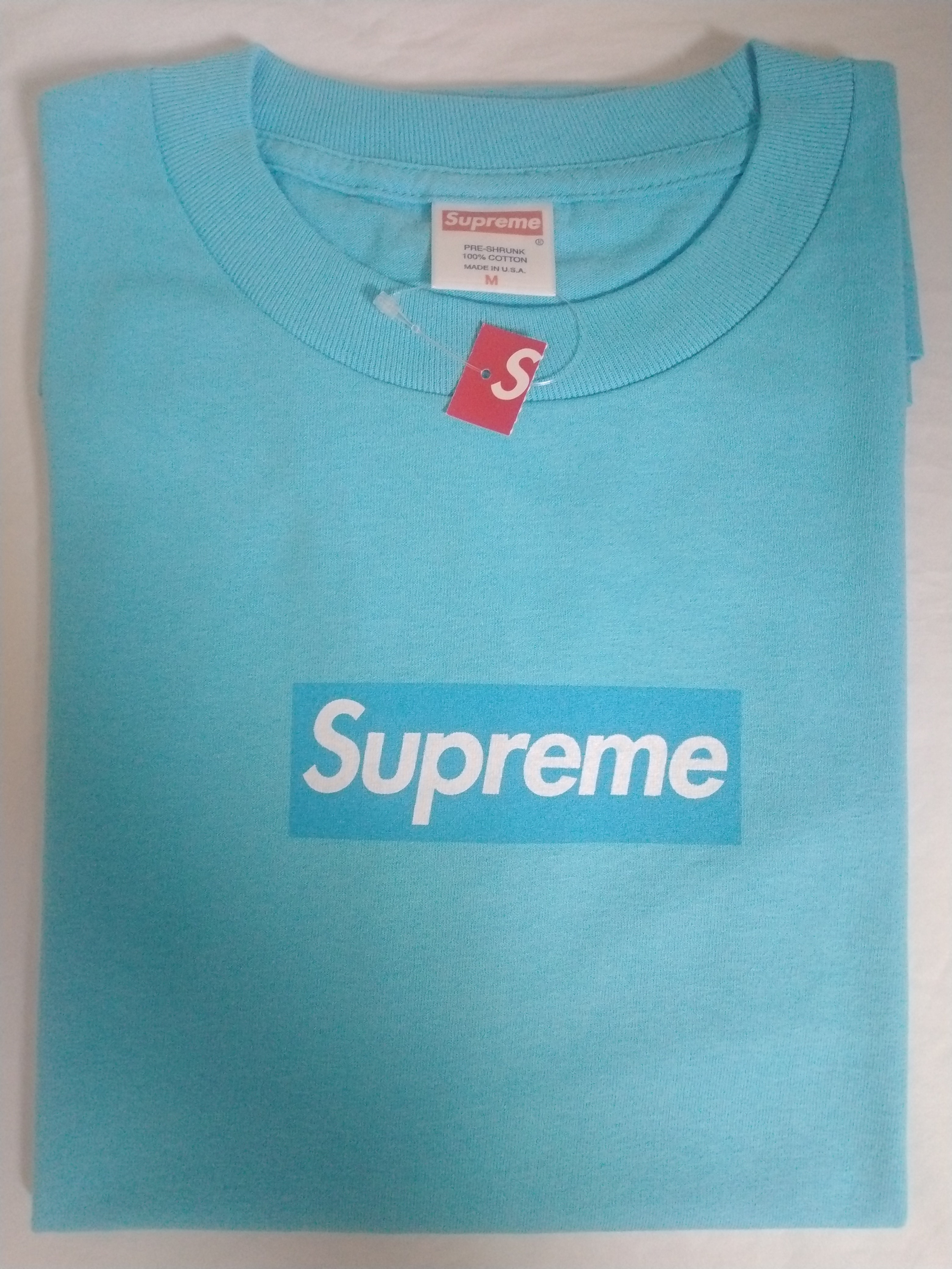 新品タグ2003年Supreme Blue On Blue Box Logo Tee Medium