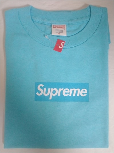 新品タグ2003年Supreme Blue On Blue Box Logo Tee Medium