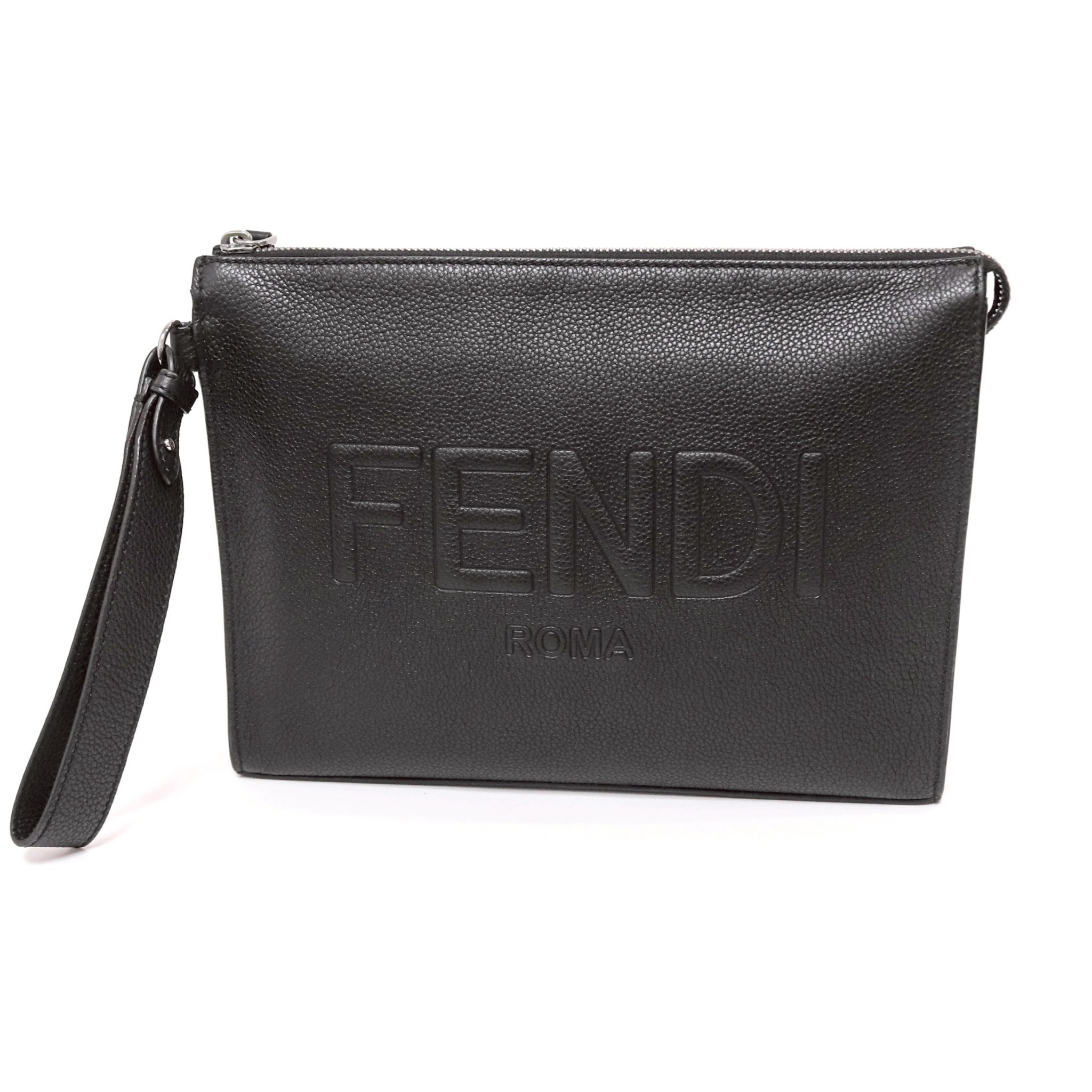 FENDI Leather Fendi Roma Flat Pouch "Black"