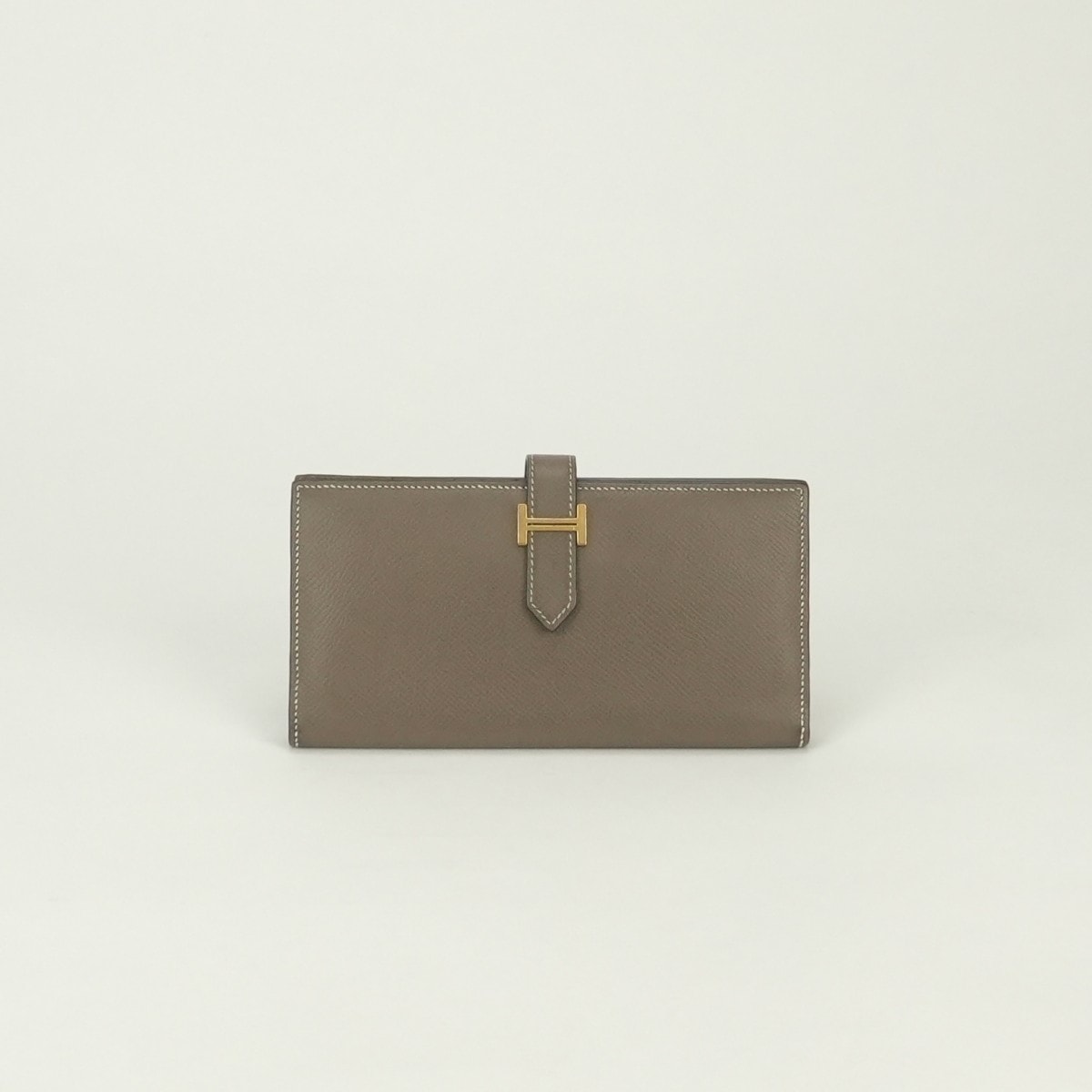 エルメス HERMES ベアンスフレ ベアン スフレ 財布 長財布 ロングウォレット エプソン エトゥープ Etoupe グレー Gray ゴールド金具 ヴォーエプソン