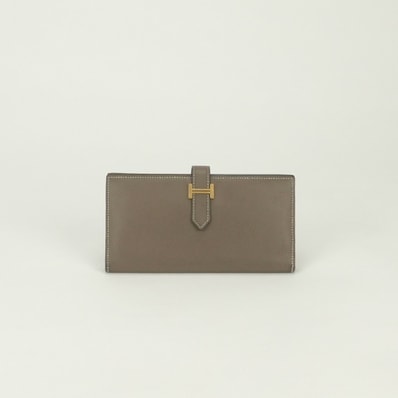 エルメス HERMES ベアンスフレ ベアン スフレ 財布 長財布 ロングウォレット エプソン エトゥープ Etoupe グレー Gray ゴールド金具 ヴォーエプソン