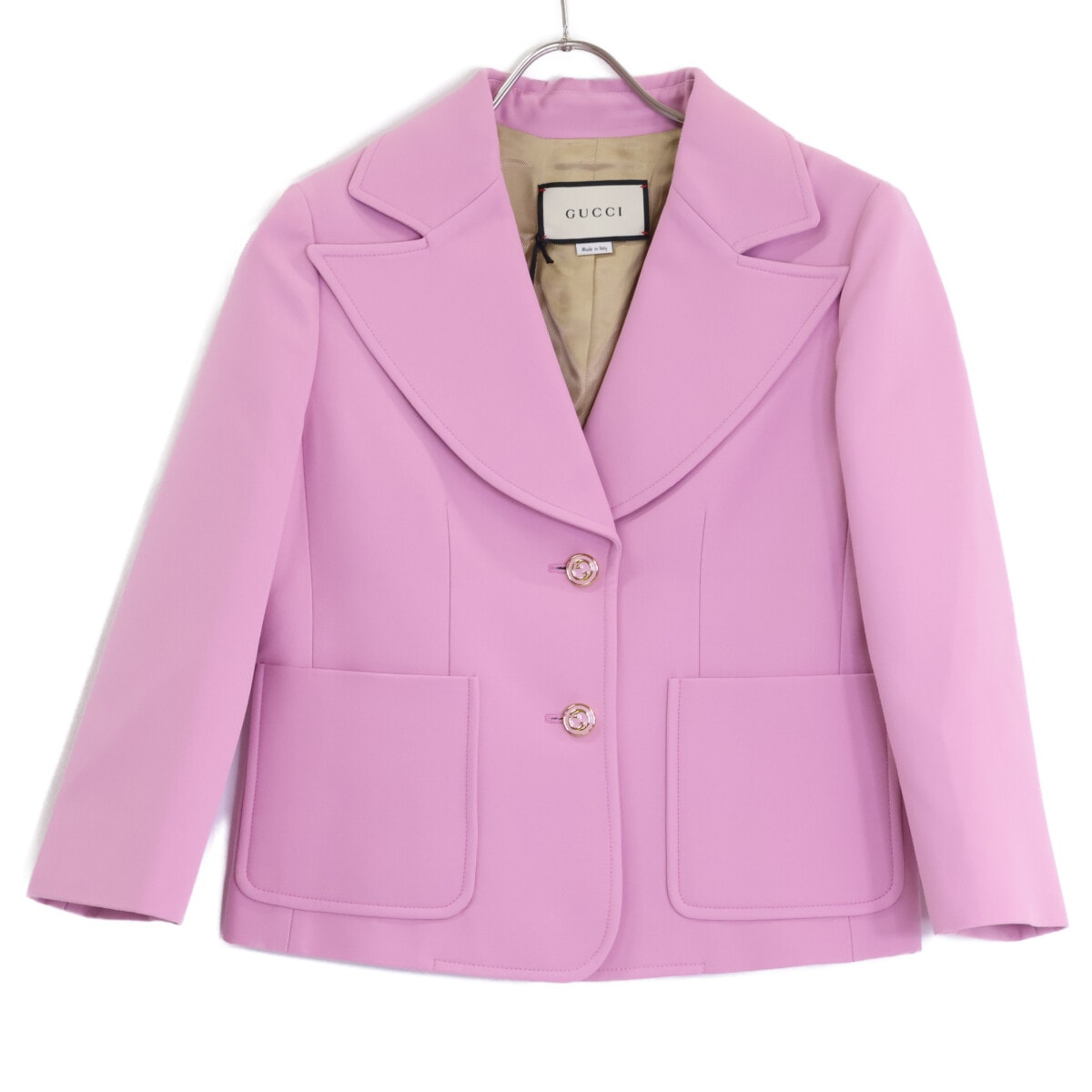 A+ (新品・未使用(ワケあり))】グッチ 623766 ﾋﾟﾝｸ ｳｰﾙ ｼﾙｸ GGﾎﾞﾀﾝ