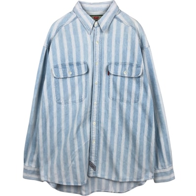 古着 リーバイス Levi's ストライプ柄 長袖 デニムシャツ メンズXL相当/eaa676442