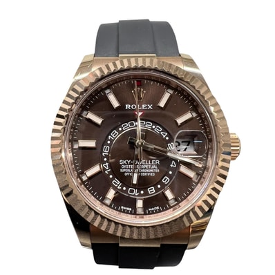 ROLEX 美品 ロレックス スカイドゥエラー チョコ 326235 ブラウン文字盤 K18PG ピンクゴールド 自動巻き 2021年4月保証書/ギャランティカード・純正Box完備 腕時計 メンズ ABランク 中古 鑑定済