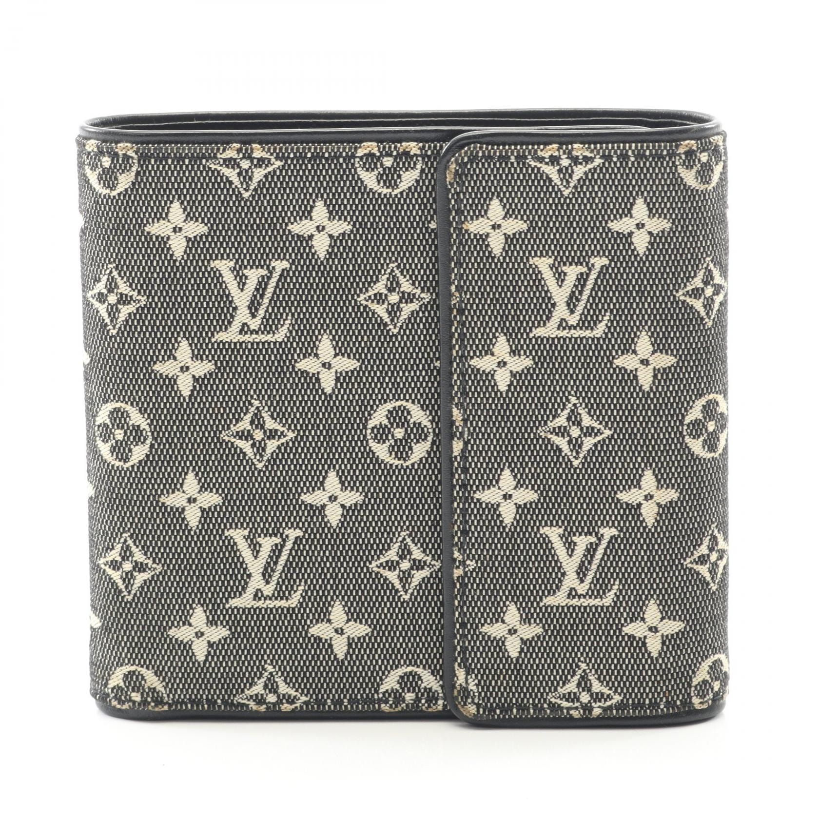 ルイ・ヴィトン LOUIS VUITTON ポルトビエ カルト クレディ モネ モノグラムミニ ノワール 二つ折り財布 財布 キャンバス レザー モノグラム・ミニ ノワール レディース ブラック系 M92434 【中古】