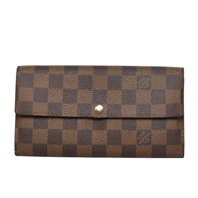 ルイ ヴィトン ダミエ ポルトフォイユ サラ 長財布 N61734 ブラウン PVC レザー レディース LOUIS VUITTON 【中古】