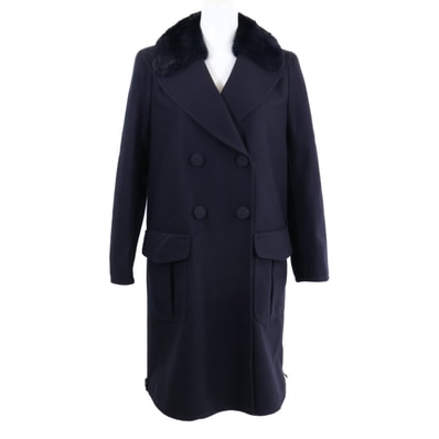 フェンディ 【美品】FF8570 6BZ ミンクファーカラー付 ロゴボタン ダブルブレスト 36