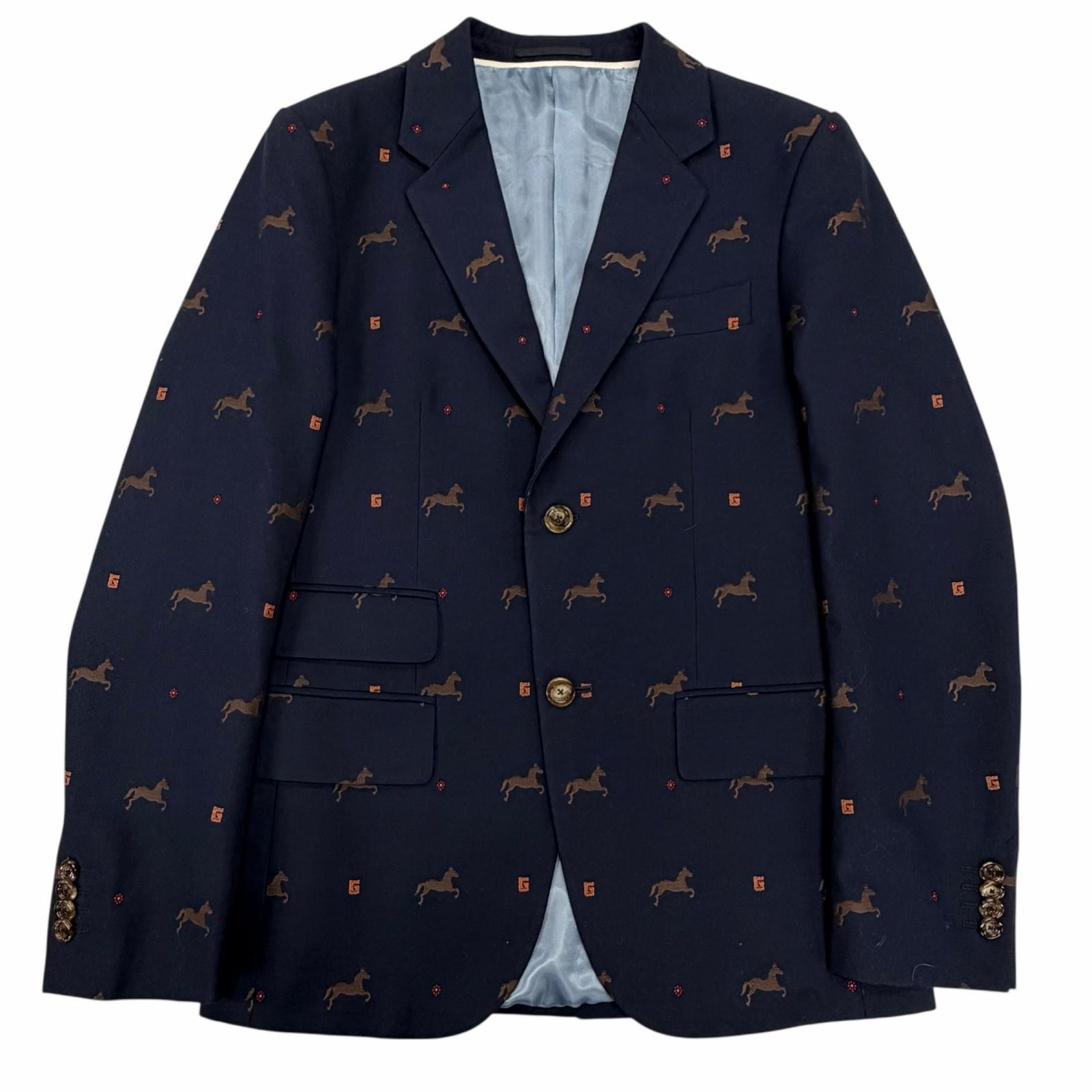 極美品 グッチ テーラードジャケット ダークネイビー メンズ 44 546326