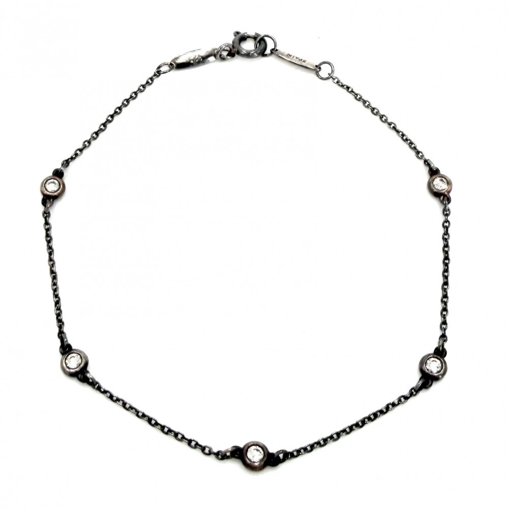 TIFFANY&Co. ティファニー ブレスレット 5Pダイヤ バイザヤード ジュエリー アクセサリー メンズ レディース シルバー925    ダイヤモンド ユニセックス 約1.4g【中古品】
