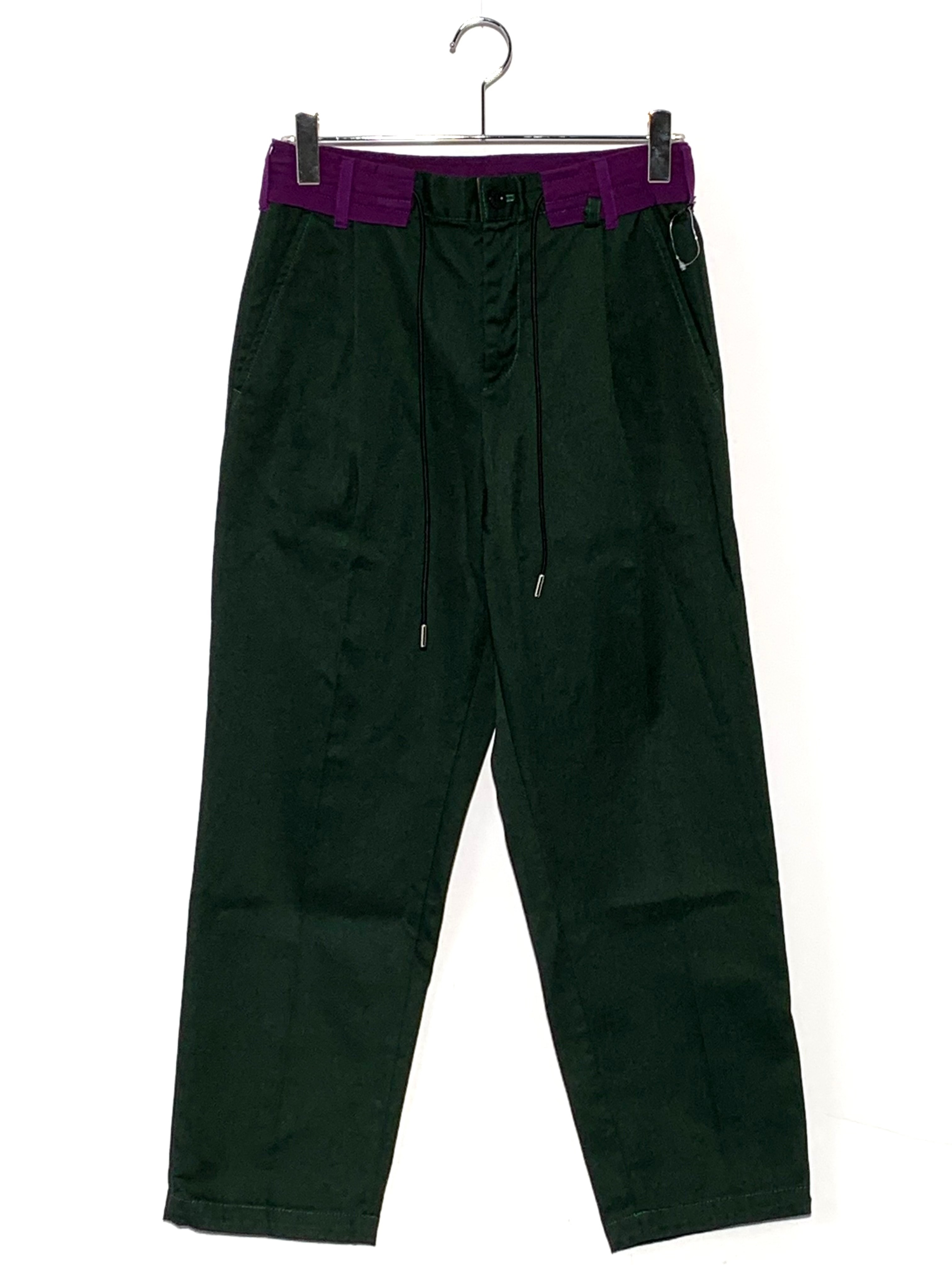 sacai chino grosgrain tapered pants green 