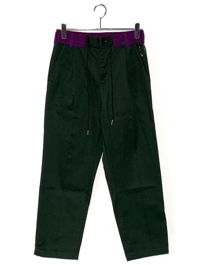 sacai chino grosgrain tapered pants green
