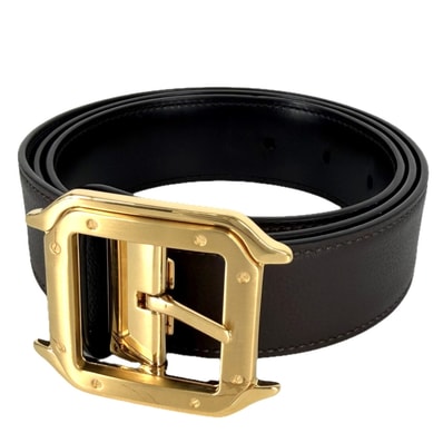 CARTIER カルティエ ベルト サントス ドゥ カルティエ リバーシブル ファッションアイテム レザー ブラック 黒 ブラウン 茶 ゴールド金具 メンズ【中古品】