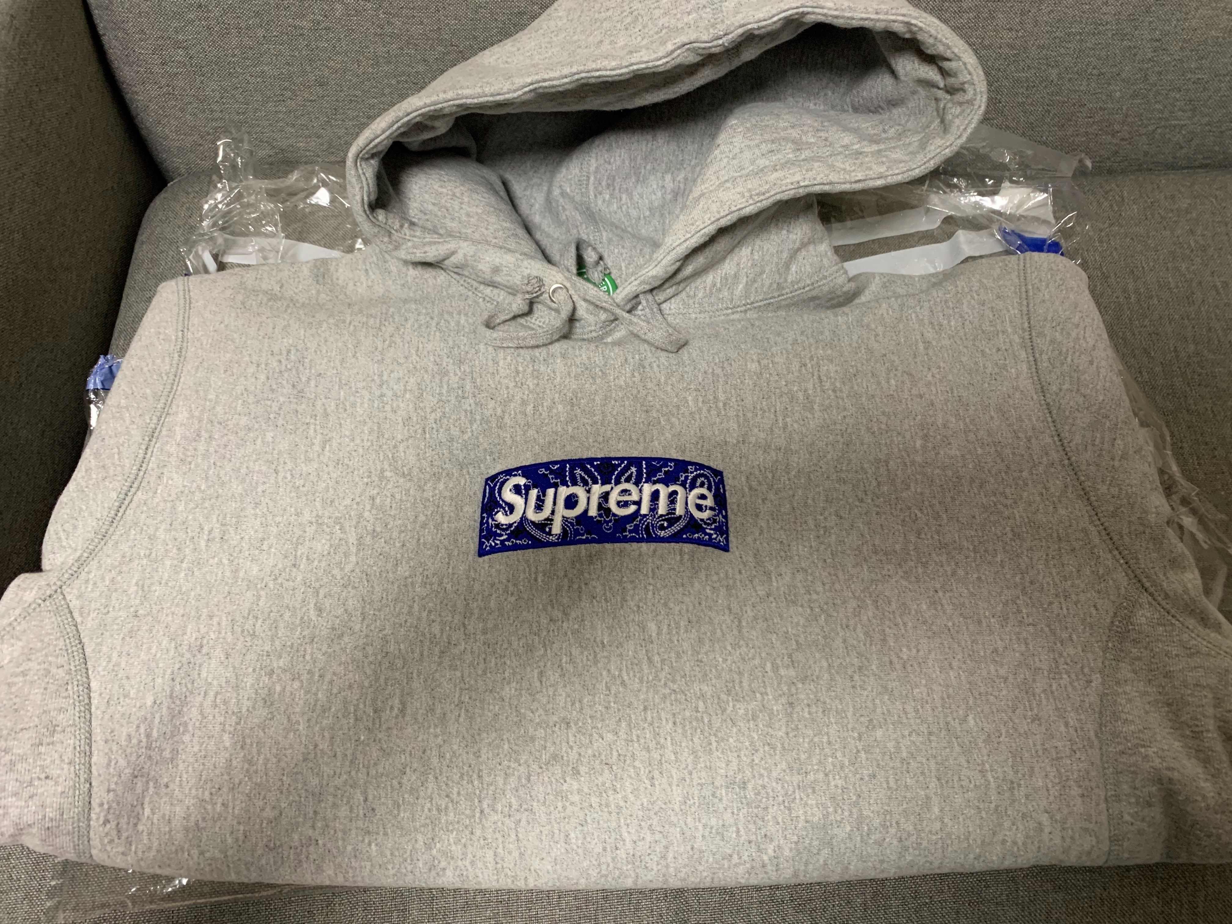 Supreme Bandana Box Logo Hooded Sweatshirt "Grey"
