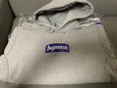 Supreme Bandana Box Logo Hooded Sweatshirt "Grey"