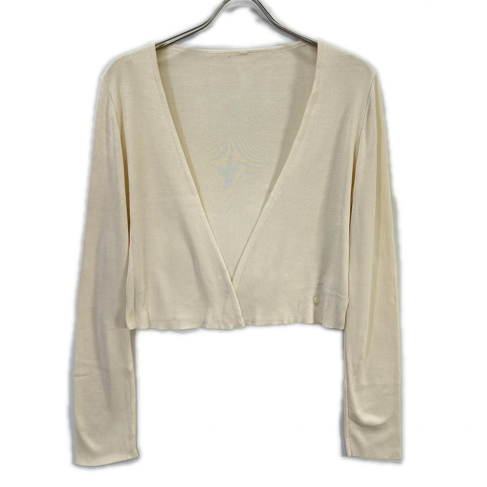 フォクシー 39306-KSJFZ403D ホワイト シルクニット クロップドカーディガン 38