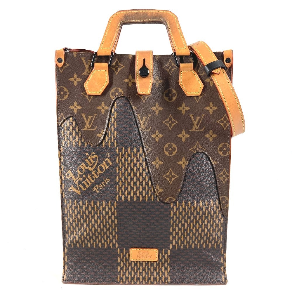 ルイヴィトン LOUIS VUITTON ミニトート  N40355  NIGOコラボ ダミエ ジャイアント LVスクエアード 2WAYバッグ ハンドバッグ ショルダーバッグ カバン 斜め掛け トートバッグ ダミエキャンバス ブラウン