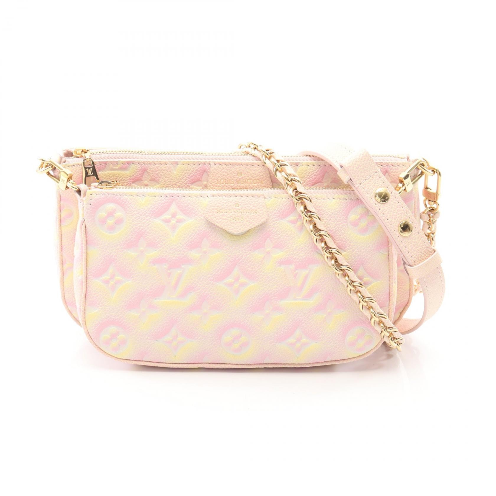 ルイ・ヴィトン LOUIS VUITTON ミュルティ ポシェット アクセソワール サマースターダスト ショルダーバッグ バッグ レザー モノグラム・アンプラント ピンク レディース ピンク系 / イエロー系 M46093 【中古】