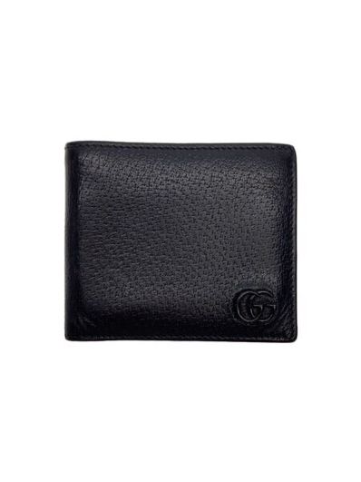 GUCCI Double G Leather Coin Wallet "Black"