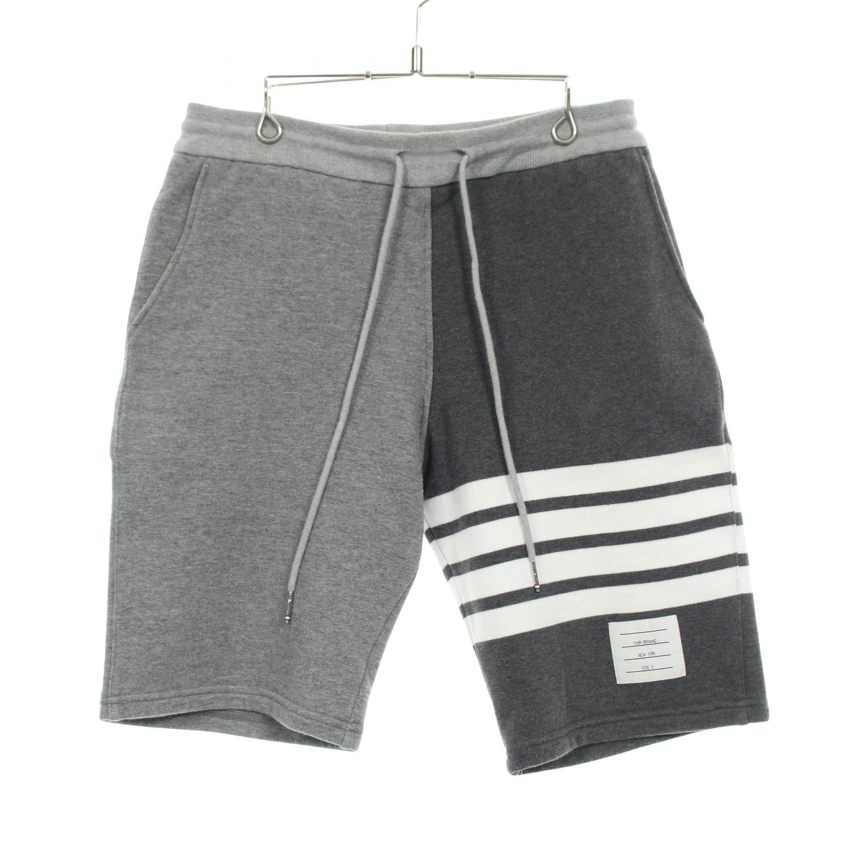 トムブラウン THOM BROWNE クラシック ループバック 4BAR スウェットショーツ パンツ 衣料品 ボトムス コットン メンズ グレー系 / ホワイト系 MJQ012F 【中古】