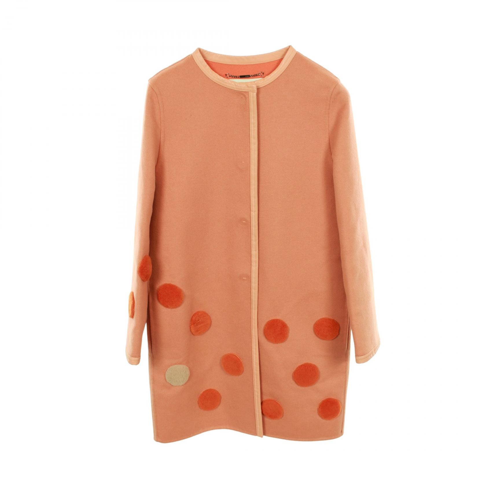 フェンディ FENDI ノーカラー 衣料品 アウター ウール レディース オレンジ系 FF7909 【中古】