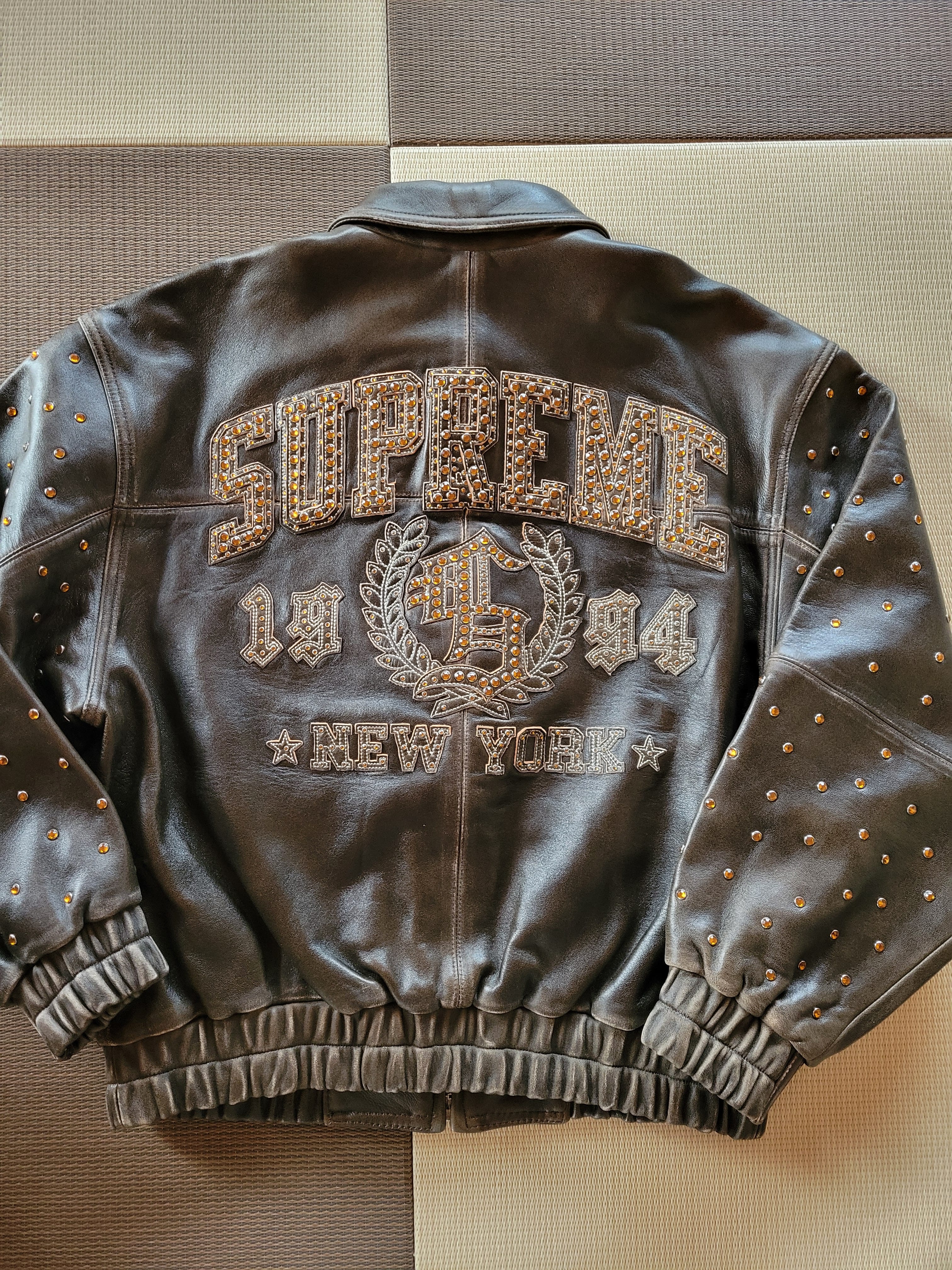 Supreme Gem Studded Leather Jacket "Brown"