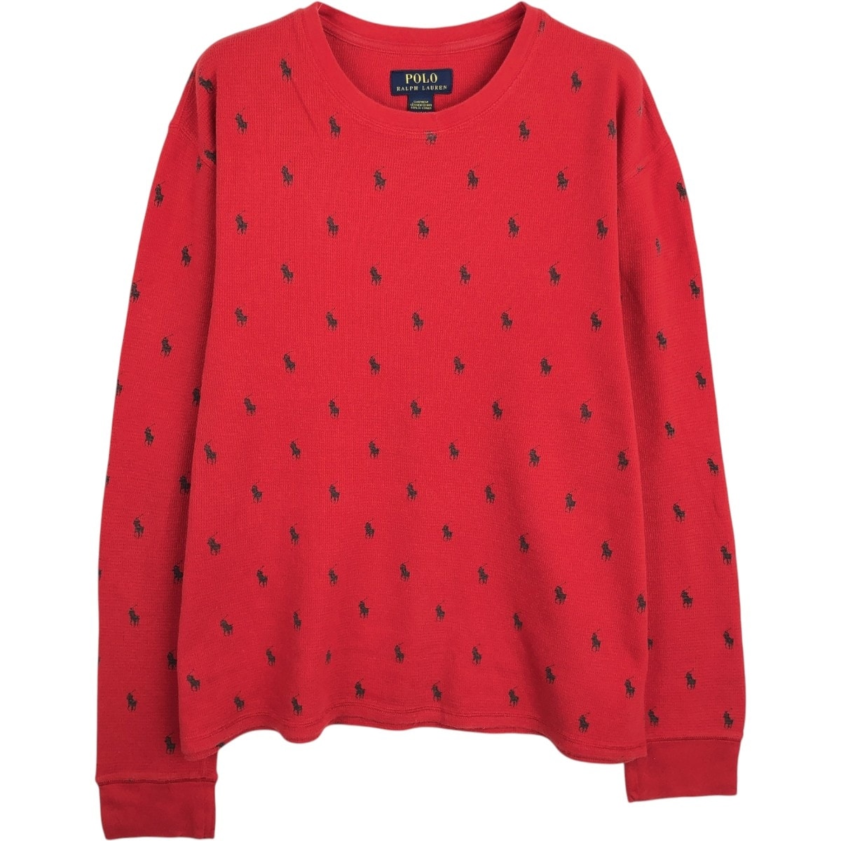 古着 ラルフローレン Ralph Lauren POLO RALPH LAUREN SLEEPWEAR 総柄 サーマルロングTシャツ メンズL相当/eaa662193