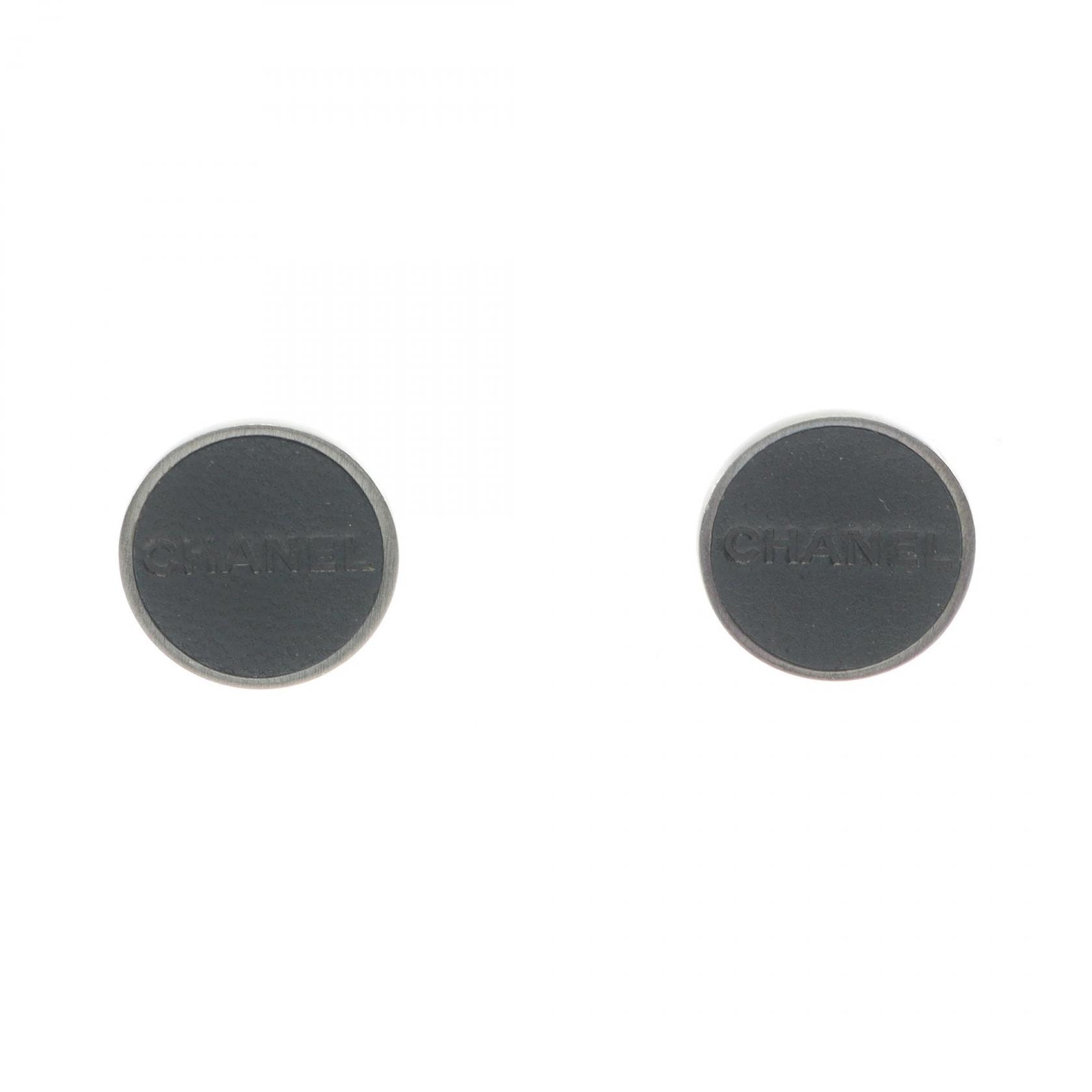 シャネル CHANEL ロゴ 00A イヤリング ジュエリー レザー メタル レディース シルバー系 / ブラック系 【中古】