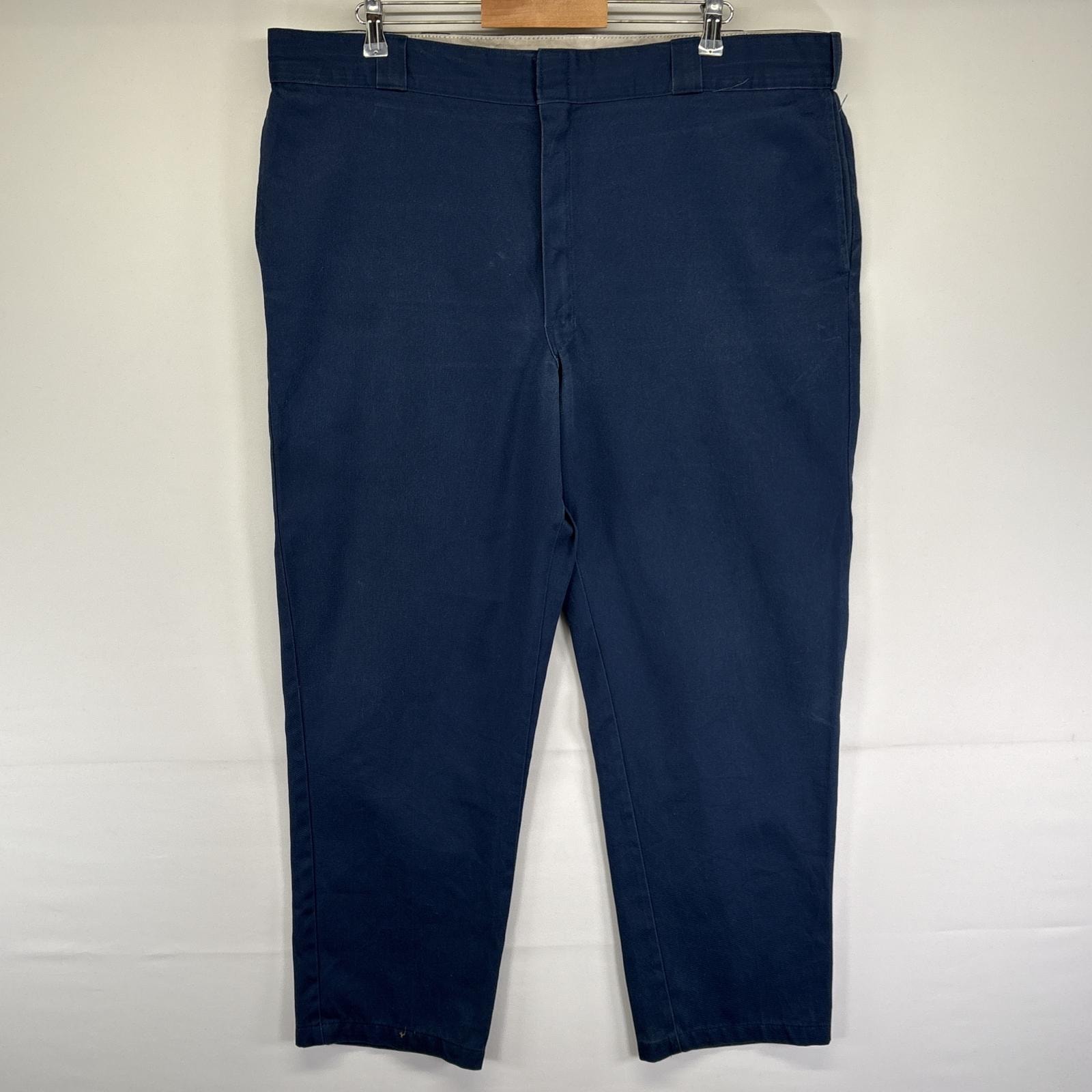 古着 ディッキーズ Dickies ワークパンツ 874 テーパード チノパン ジッパーフライ 作業着 センタープレス w44 L32 ネイビー メンズ
