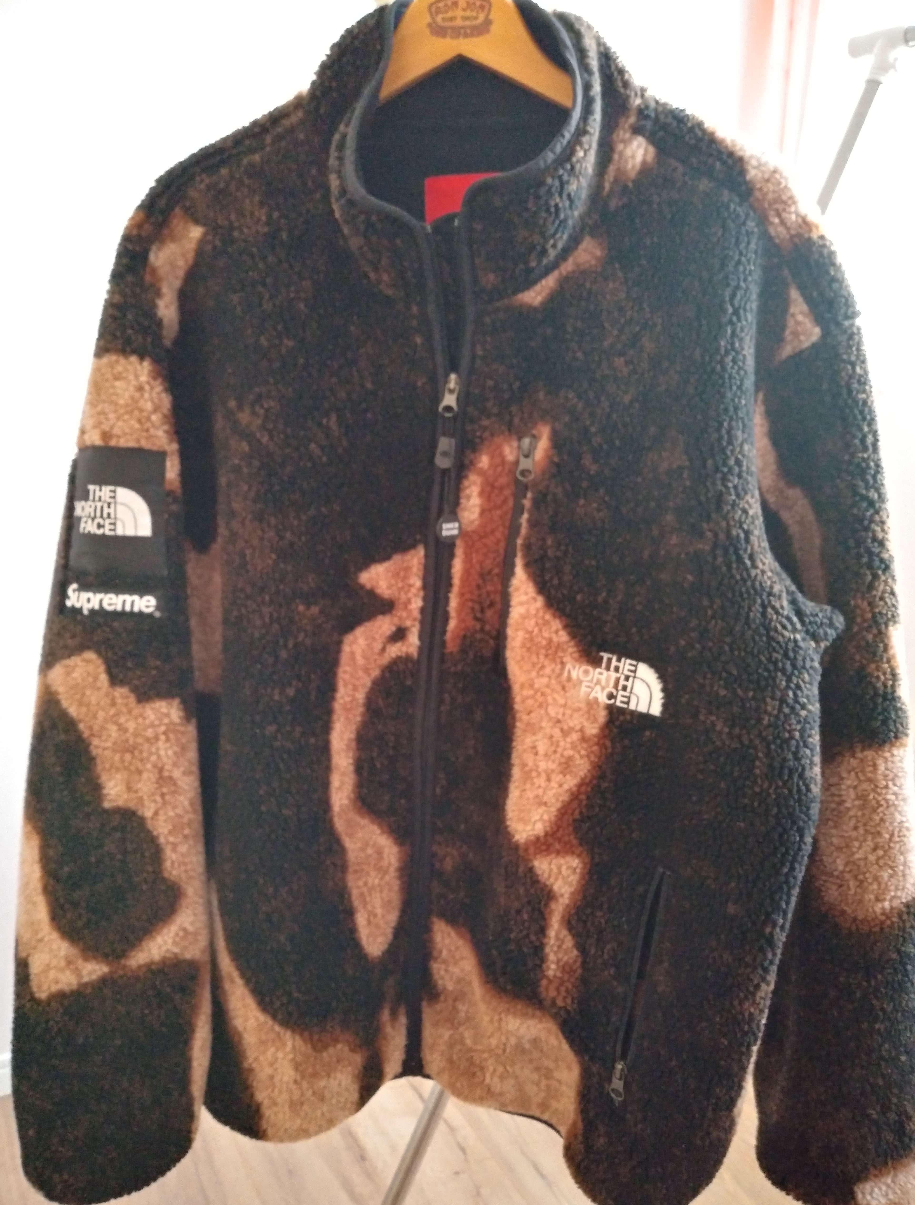 Supreme x The North Face Bleached Denim Print Fleece Jacket "Black"