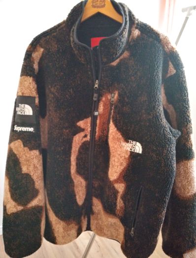 Supreme x The North Face Bleached Denim Print Fleece Jacket "Black"