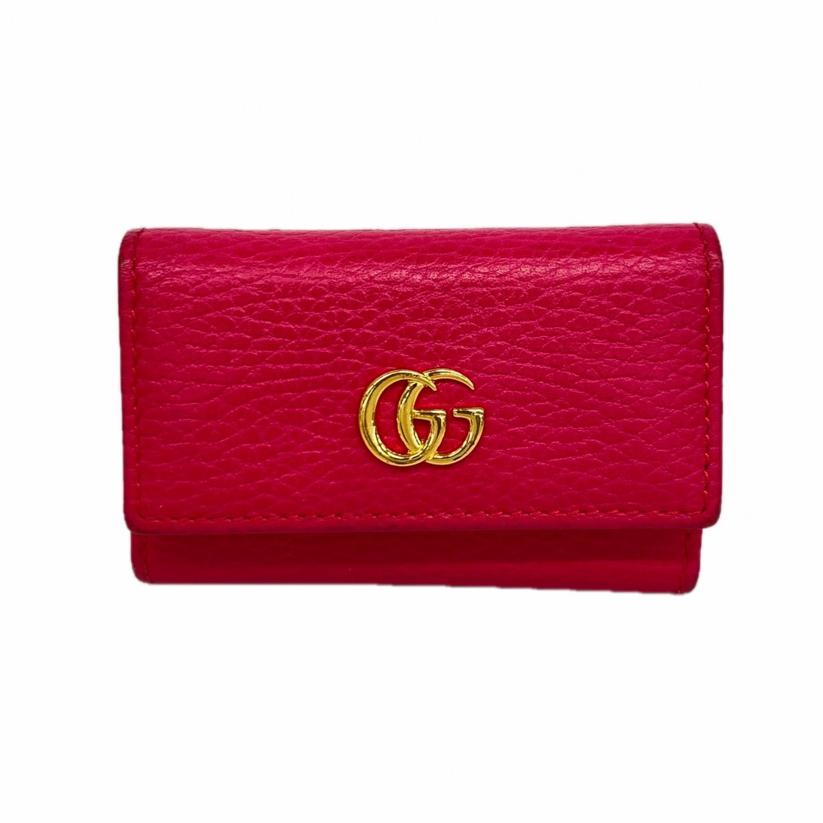 【6db1783-k】グッチ キーケース GGマーモント 456118 レザー ピンク ゴールド金具【中古】レディース