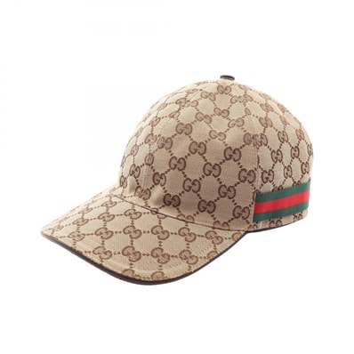グッチ GUCCI GGキャンバス ウェブライン キャップ 帽子 ポリエステル メンズ レディース ベージュ系 / グリーン系 / レッド系 【中古】