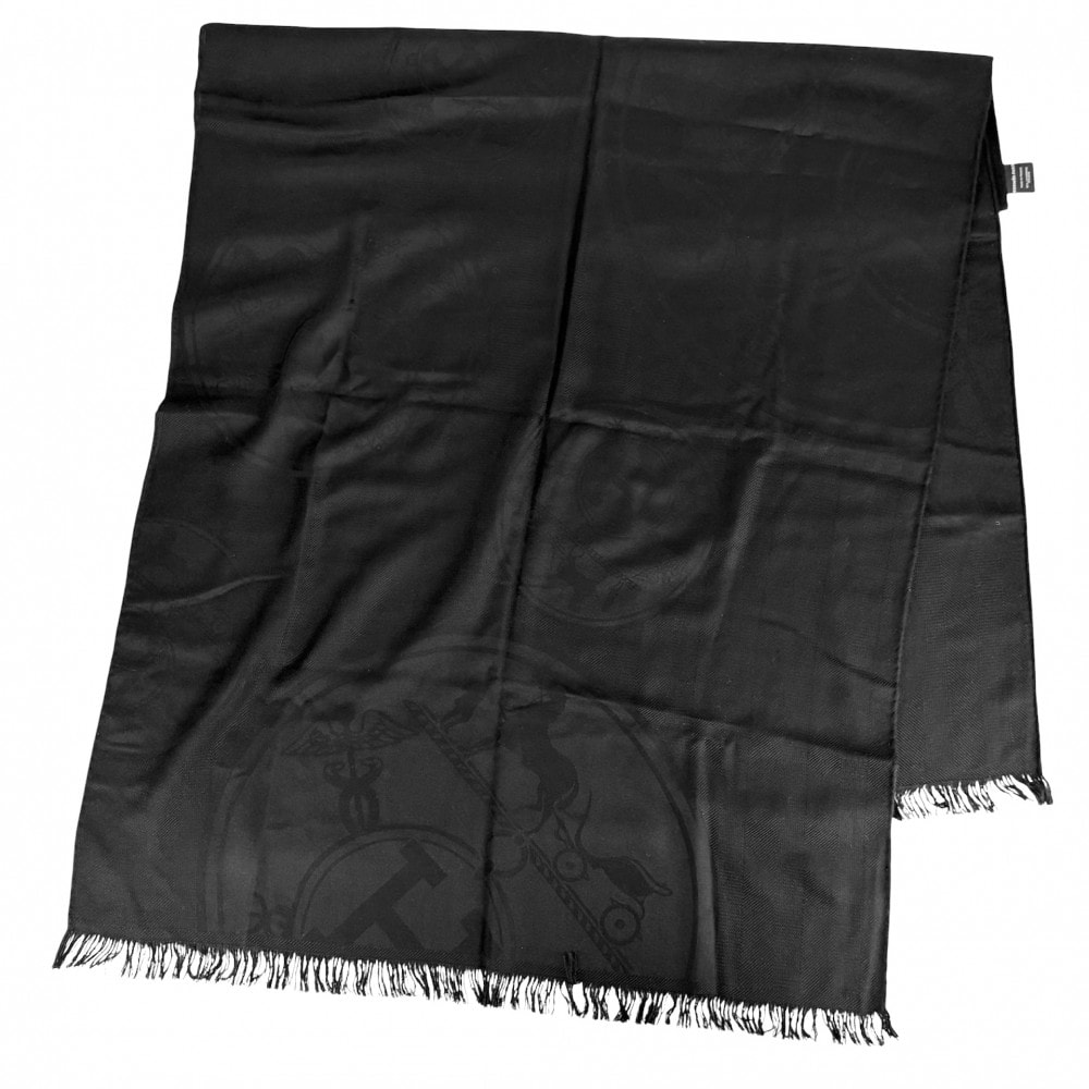 HERMES エルメス ストール ニューリブリス ファッションアイテム 大判 カシミヤ  シルク   ブラック 黒 レディース 秋 冬 美品【中古品】