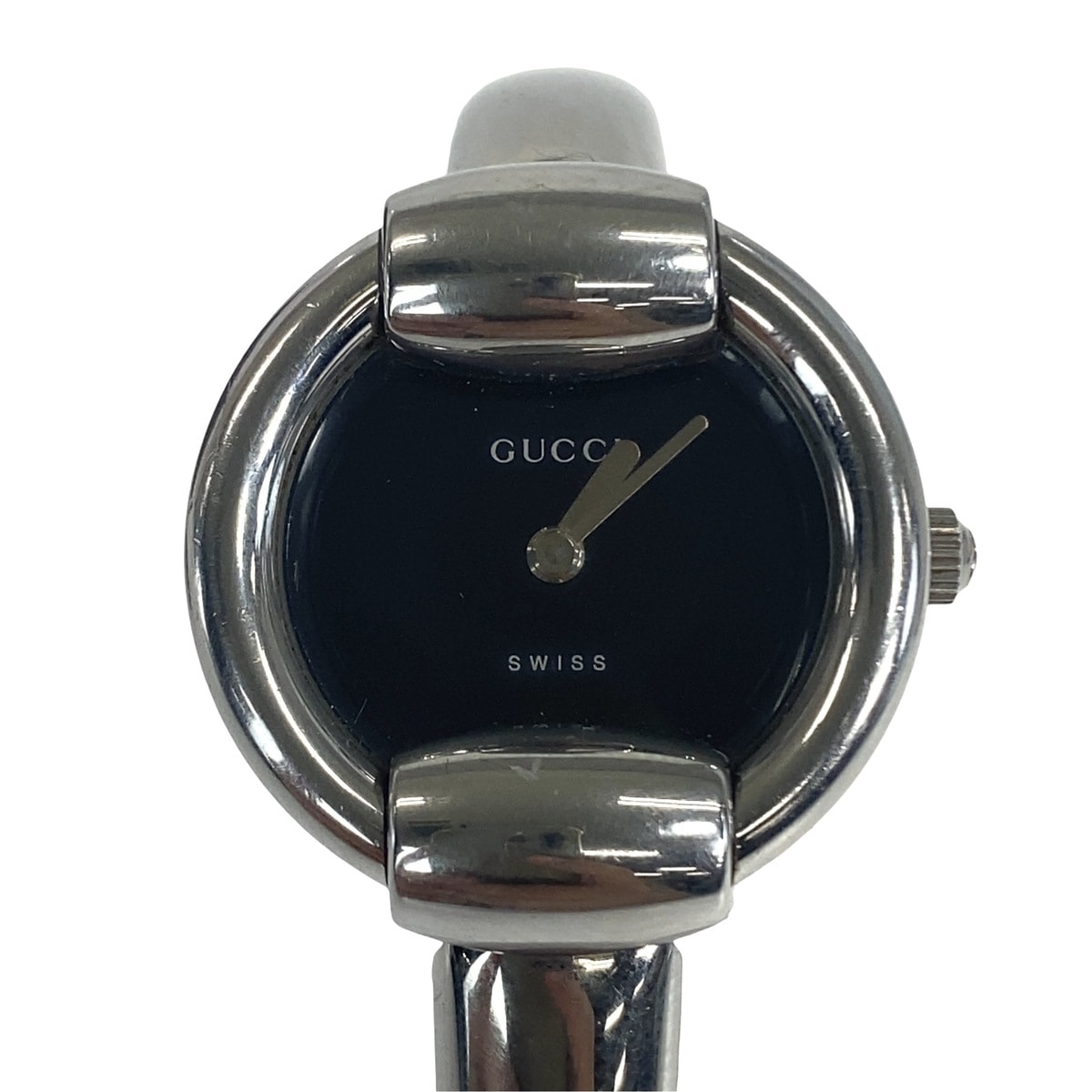 GUCCI グッチ ヴィンテージ シルバー ブラック メタル 腕時計 クオーツ 1-0289037 【中古】