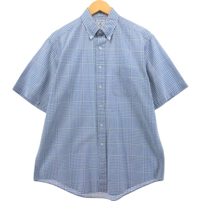 古着 ブルックスブラザーズ Brooks Brothers SPORT SHIRT シアサッカー 半袖 ボタンダウン チェックシャツ メンズM相当/eaa553806
