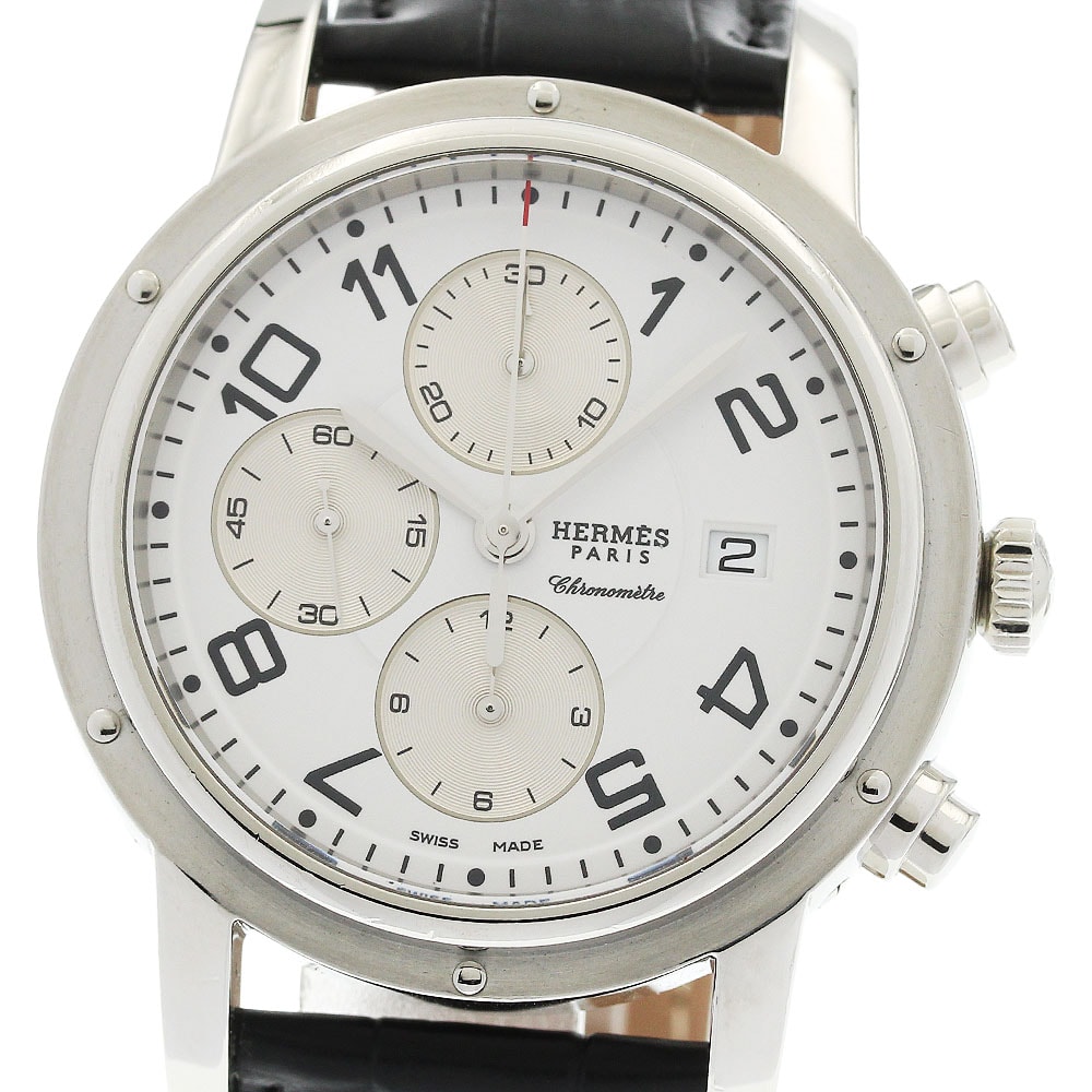 ☆良品 エルメス クリッパー クロノ デイト CP1.910 メンズ 【中古】